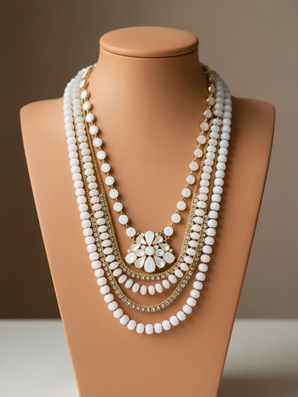 Elegant White & Gold Multi-Strand Statement Necklace & More In This Jewelry Jar